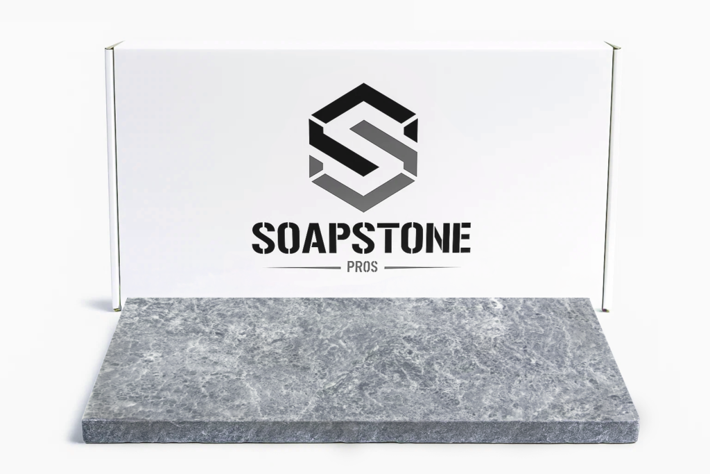 Soapstone Grilling Stone rectangular, with box for purchase on Amazon